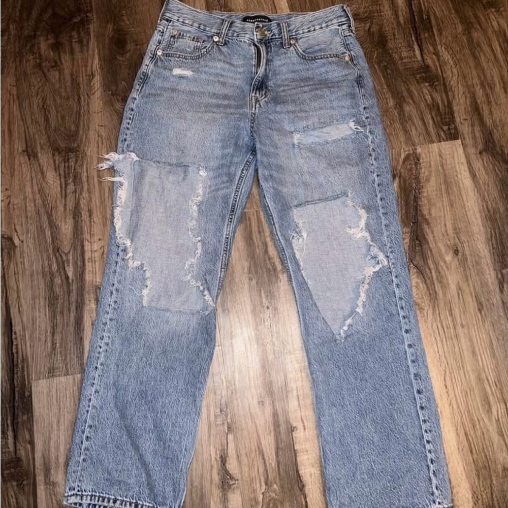 Aeropostale Light Blue High-Rise Distressed Jeans